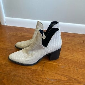 White Leather Steve Madden Snakeskin Petra Bootie